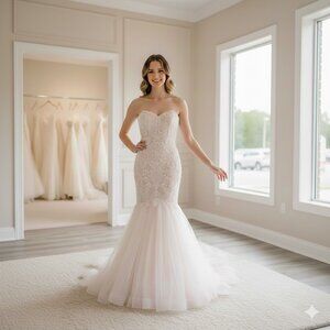 New with Tags Carrafina Mermaid Wedding Dress – Size 12